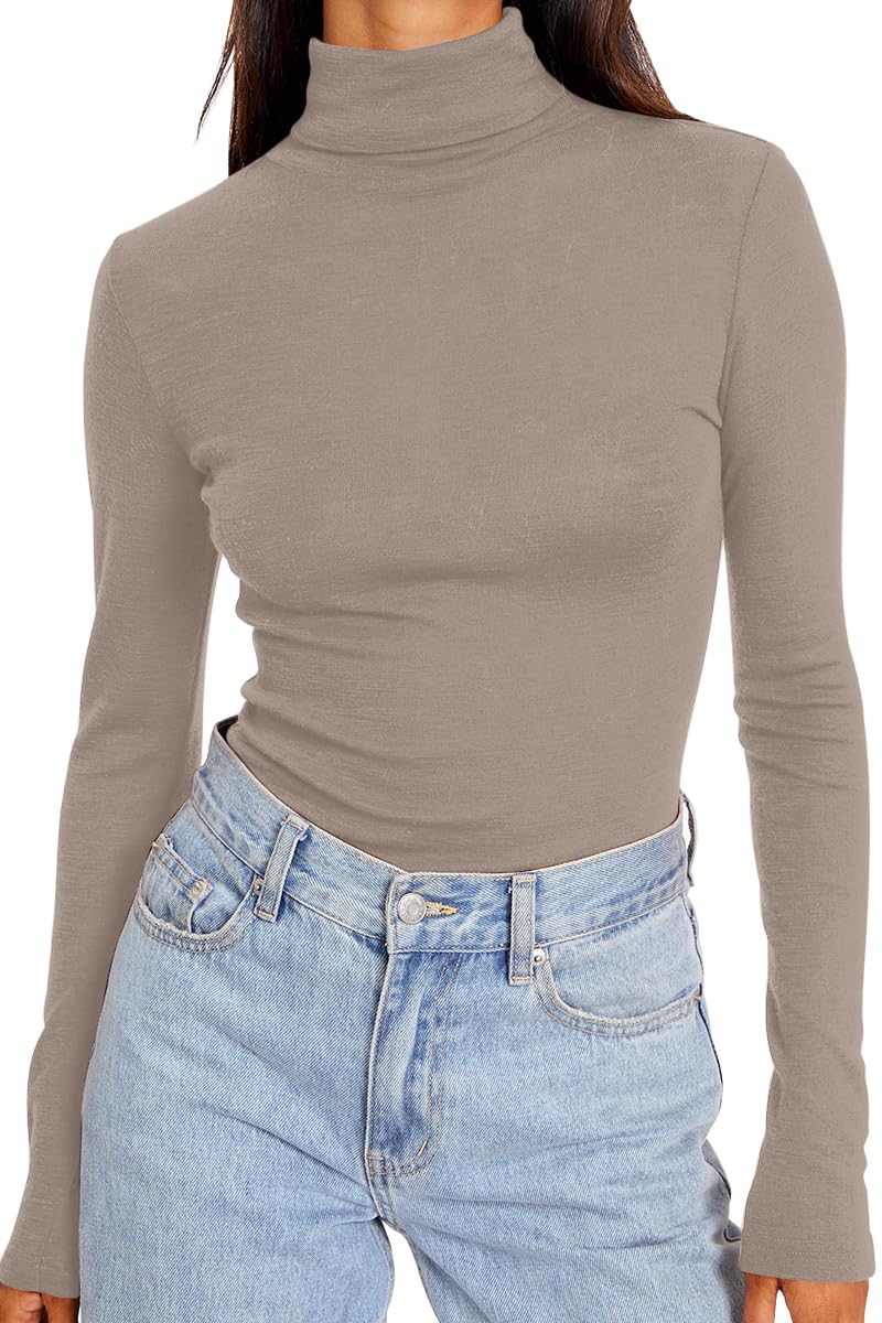 Trendy Queen Women's Turtleneck Long Sleeve Shirts Fall Fashion Basic Thermal Underwear Tops Winter Clothes 2025