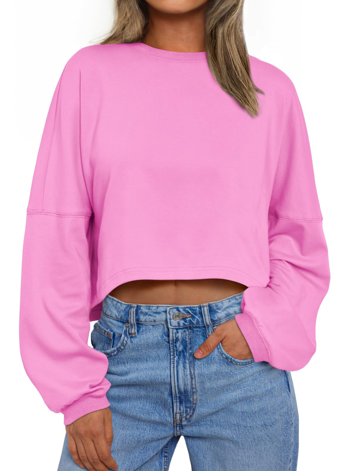 Trendy Queen Cropped Sweatshirts for Women Oversized Crewneck Sweaters Long Sleeve Tops Fall Winter Clothes 2025