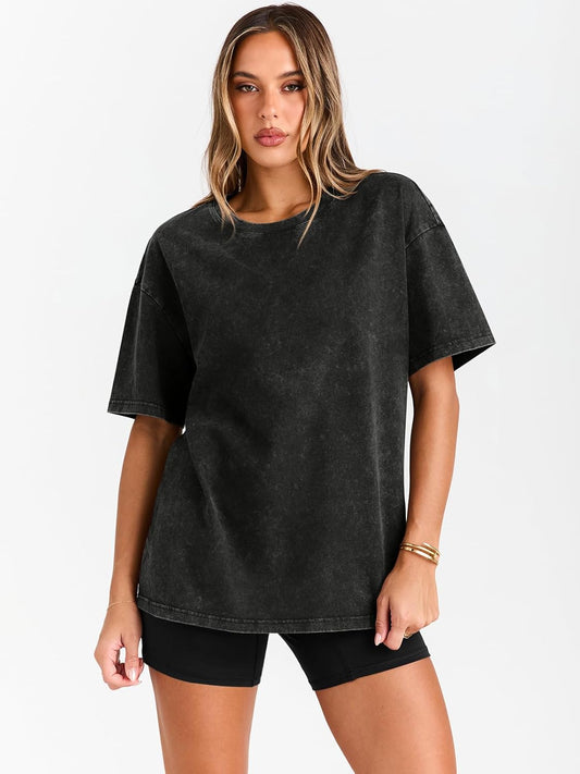 Trendy Queen Oversized Vintage T Shirts for Women Graphic Summer Top 2025 Y2k Short Sleeve Basic Cute Grunge Clothes