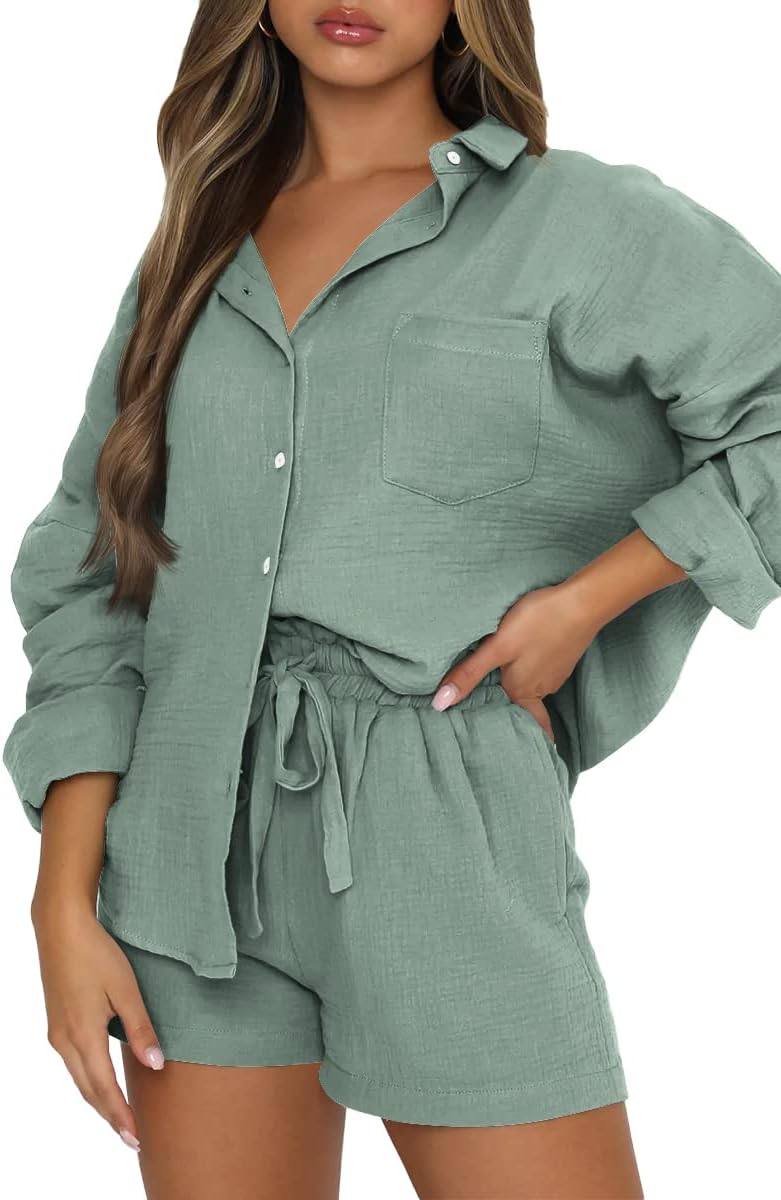 Trendy Queen Two Piece Sets For Women Summer Short Sets Beach Vcation Lounge Pajama 2 Piece Spring Outfits Fashion 2025
