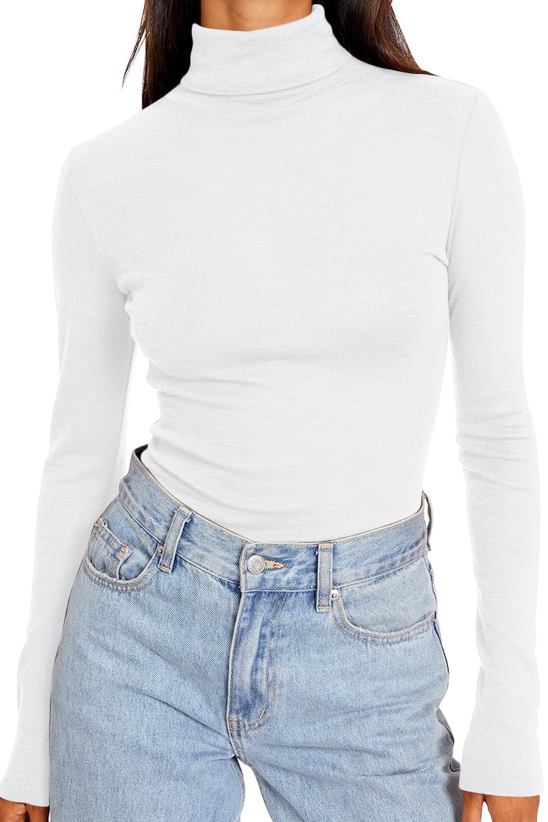 Trendy Queen Women's Turtleneck Long Sleeve Shirts Fall Fashion Basic Thermal Underwear Tops Winter Clothes 2025
