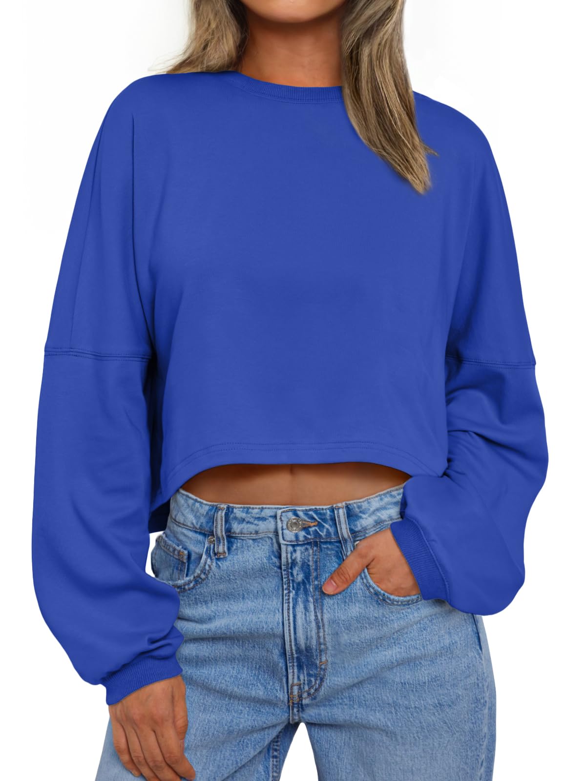 Trendy Queen Cropped Sweatshirts for Women Oversized Crewneck Sweaters Long Sleeve Tops Fall Winter Clothes 2025