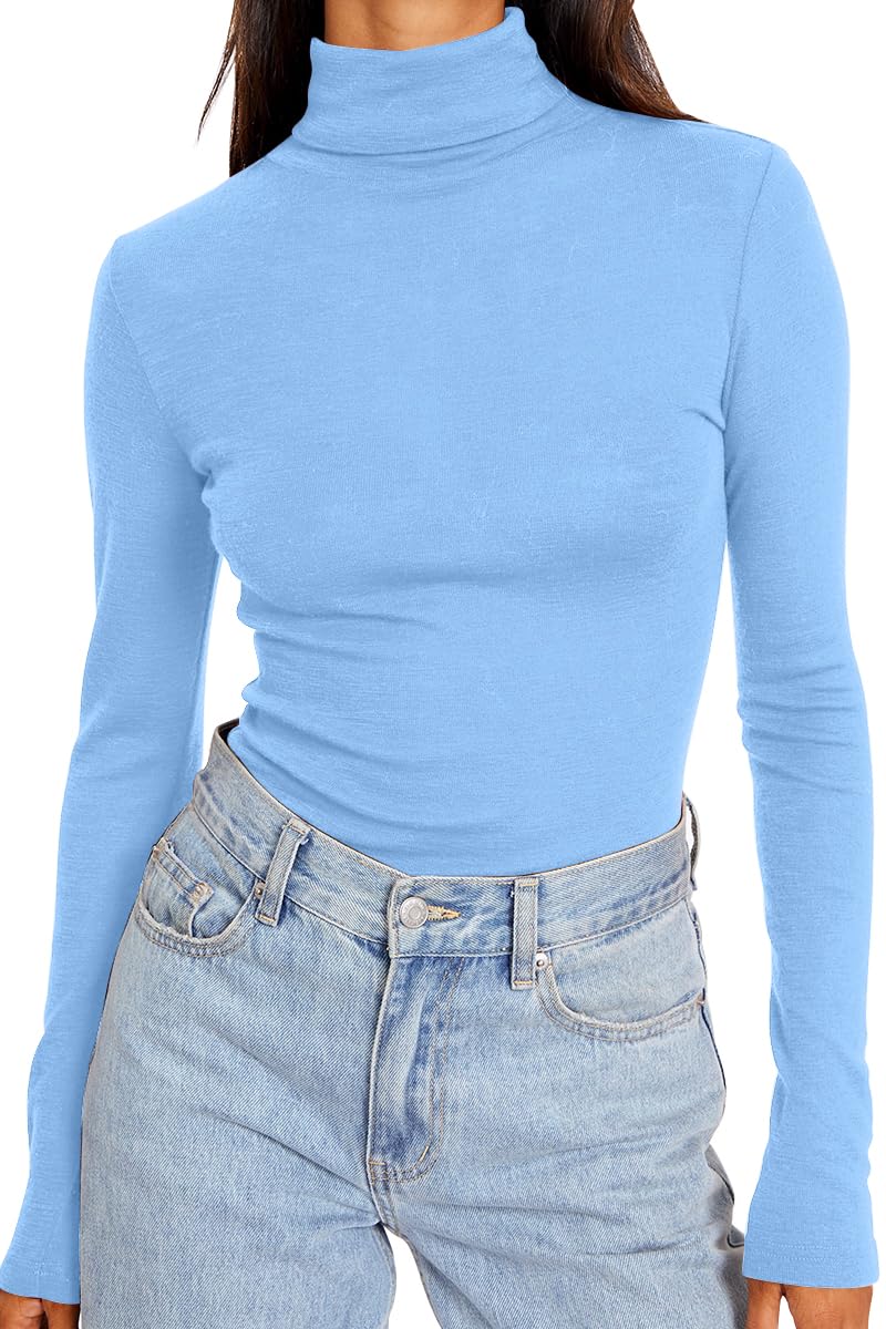 Trendy Queen Women's Turtleneck Long Sleeve Shirts Fall Fashion Basic Thermal Underwear Tops Winter Clothes 2025