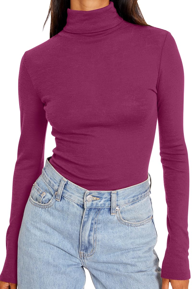 Trendy Queen Women's Turtleneck Long Sleeve Shirts Fall Fashion Basic Thermal Underwear Tops Winter Clothes 2025