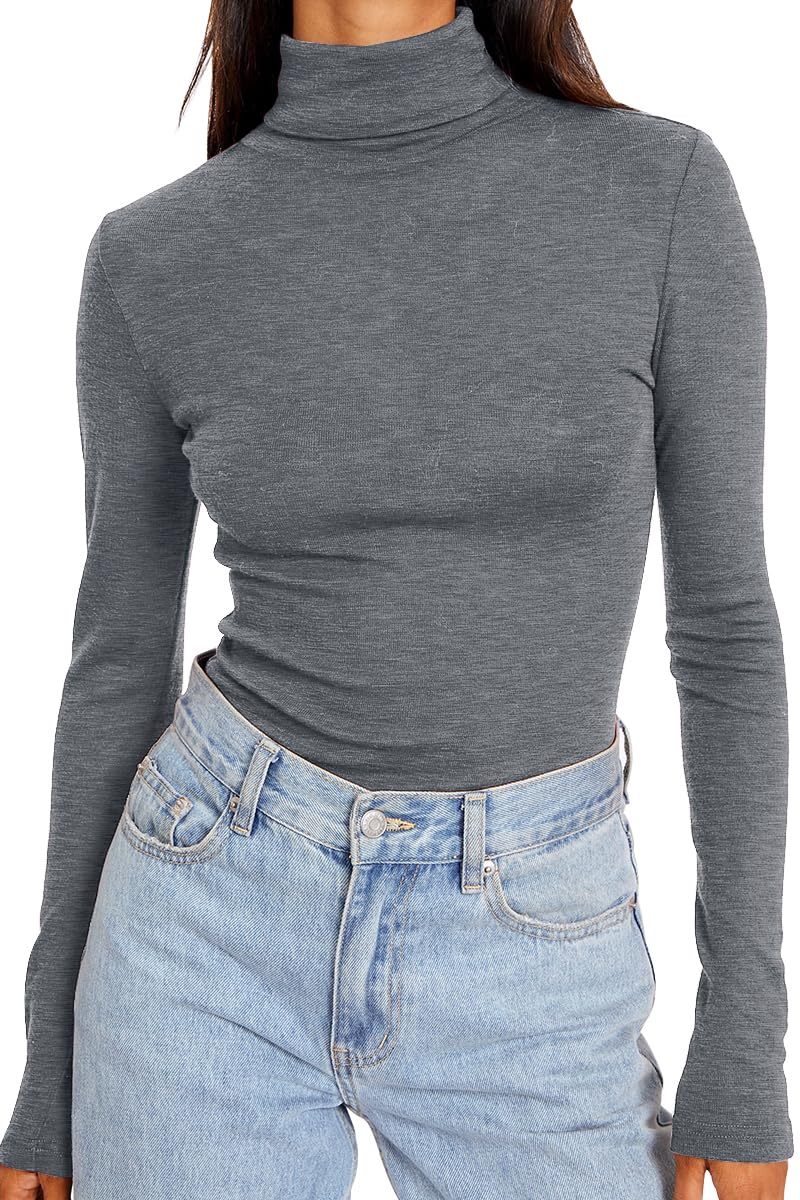 Trendy Queen Women's Turtleneck Long Sleeve Shirts Fall Fashion Basic Thermal Underwear Tops Winter Clothes 2025