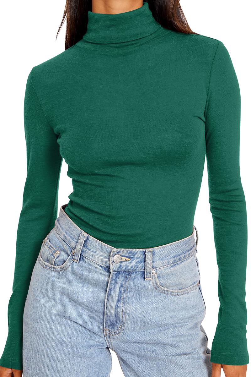 Trendy Queen Women's Turtleneck Long Sleeve Shirts Fall Fashion Basic Thermal Underwear Tops Winter Clothes 2025