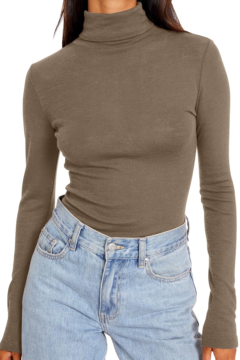 Trendy Queen Women's Turtleneck Long Sleeve Shirts Fall Fashion Basic Thermal Underwear Tops Winter Clothes 2025