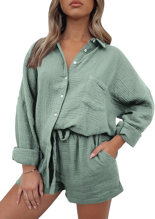 Trendy Queen Two Piece Sets For Women Summer Short Sets Beach Vcation Lounge Pajama 2 Piece Spring Outfits Fashion 2025