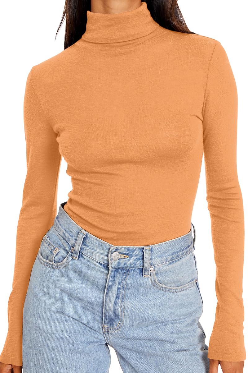 Trendy Queen Women's Turtleneck Long Sleeve Shirts Fall Fashion Basic Thermal Underwear Tops Winter Clothes 2025
