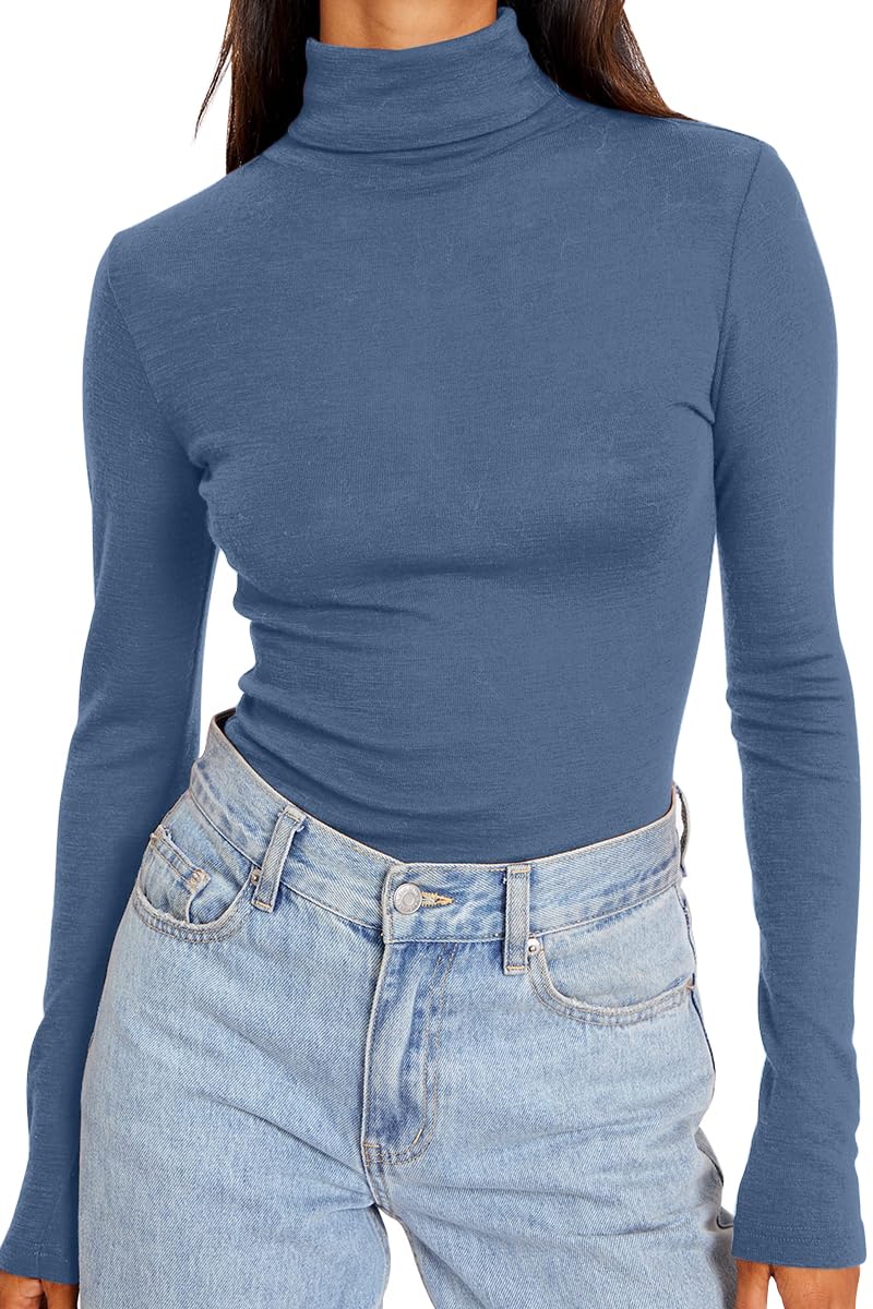 Trendy Queen Women's Turtleneck Long Sleeve Shirts Fall Fashion Basic Thermal Underwear Tops Winter Clothes 2025