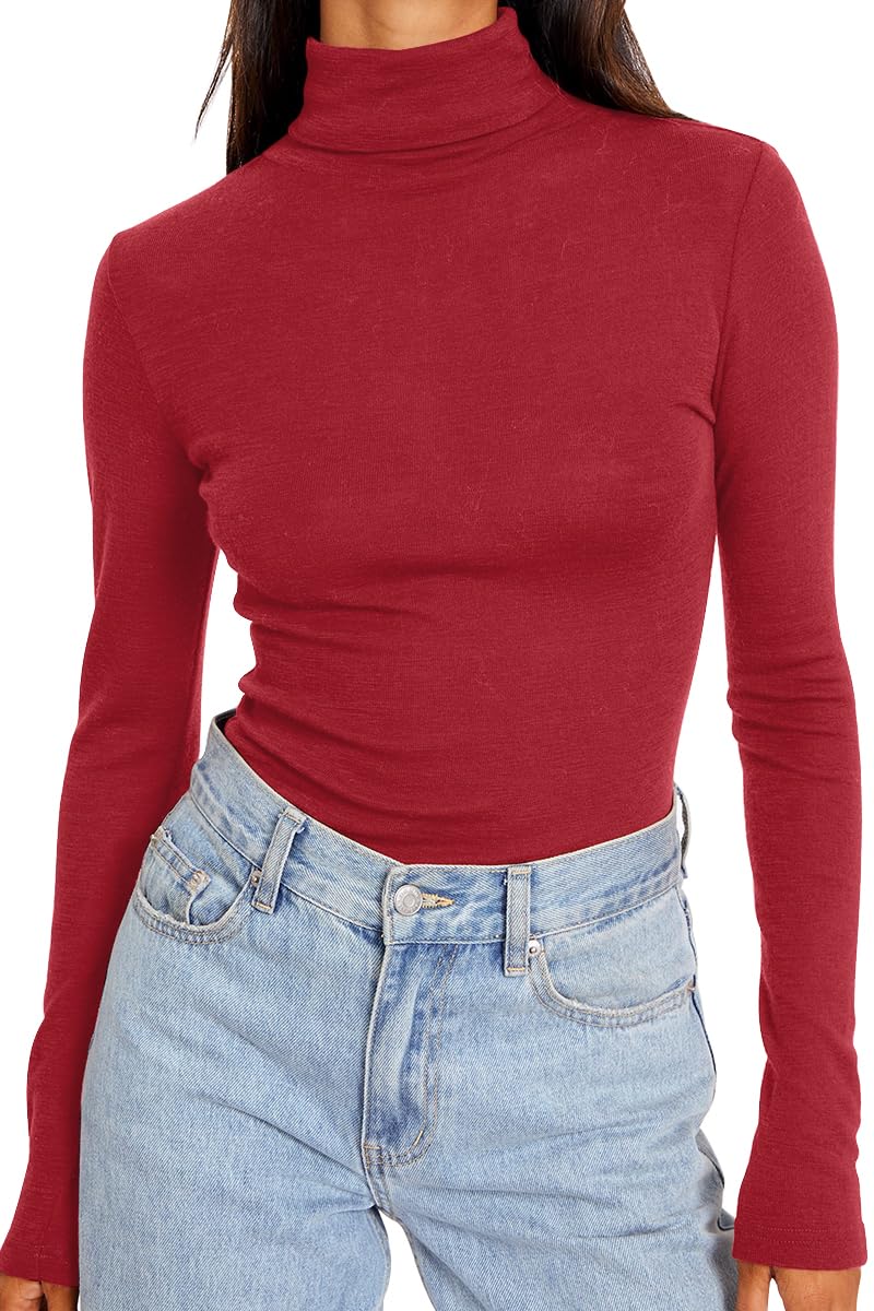 Trendy Queen Women's Turtleneck Long Sleeve Shirts Fall Fashion Basic Thermal Underwear Tops Winter Clothes 2025