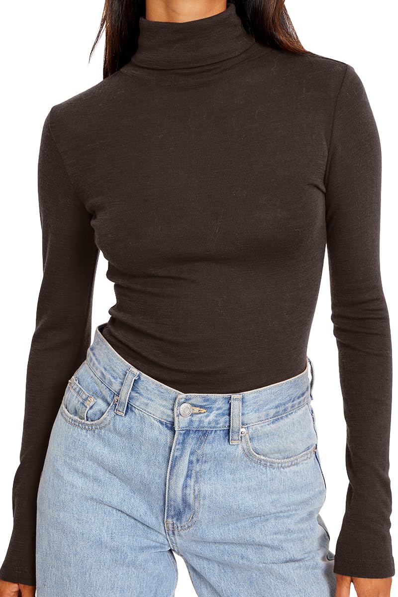 Trendy Queen Women's Turtleneck Long Sleeve Shirts Fall Fashion Basic Thermal Underwear Tops Winter Clothes 2025